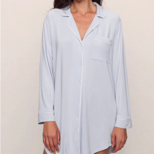 Eberjey Gisele TENCEL™ Modal Sleepshirt - Ice Blue/Ivory, Small