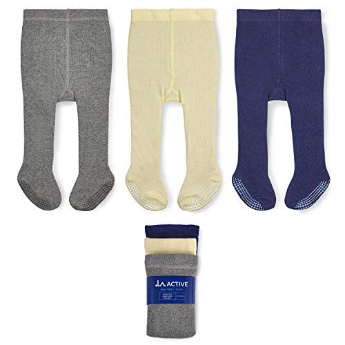 LA ACTIVE Baby Girls Tights - Cozy Warm Cotton Winter Tights Toddler Infant Newborn Kids Stockings Non-Skid Grip