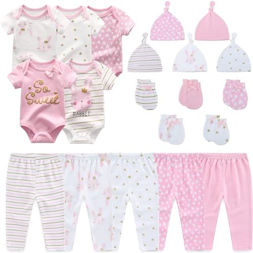 JELYLOVE Unisex Baby Boy Girl Bodysuits Sets 20 Pack Cotton Casual New Born Clothes Comfort Infant Outfit Essentials