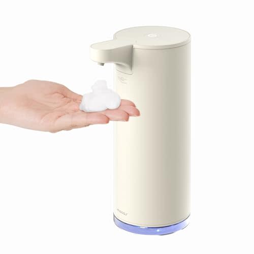 Mooas Automatic Foaming Soap Dispenser - Pure & Clean, Stainless Metal Rechargeable Electric Sensor, Touchless Dish Soap Dispenser for Kitchen & Bathroom, Commercial 9.4oz (Ivory)