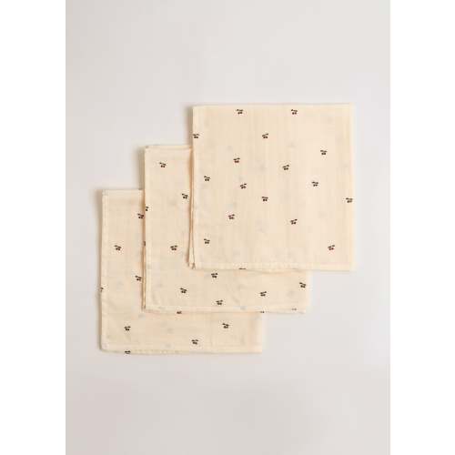 3 PACK MUSLIN CLOTH GOTS - cherry