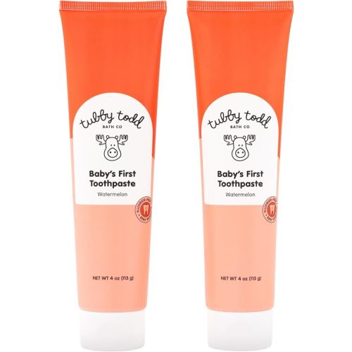 TUBBY TODD Fluoride Free Kids Toothpaste - Made with Xylitol - Safe Toothpaste for Baby, Toddler, Infant & Children - 4oz, 2 Pack - Watermelon Flavor