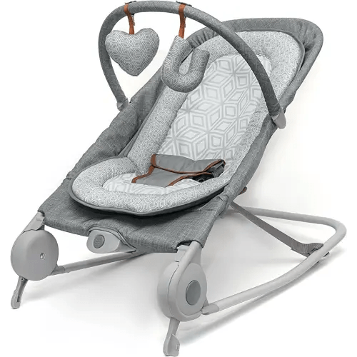 Summer Infant 2-in-1 Bouncer & Rocker Duo (Heather Gray) Convenient and Portable Rocker and Bouncer for Babies Includes Soft Toys and Soothing Vibrations