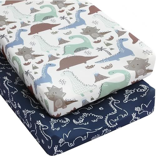Yoofoss 2-Pack Diaper Changing Pad Cover for Boys 32x16 (Dinosaur)