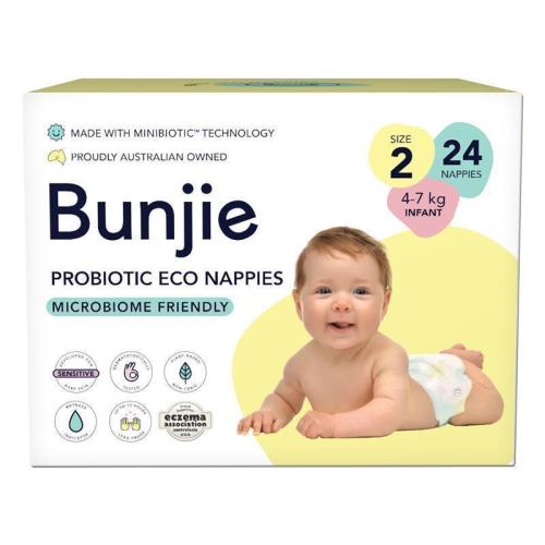 Buy Bunjie Probiotic Eco Nappies Size 2, 4-7kg, 24 Pack online at Chemist Warehouse