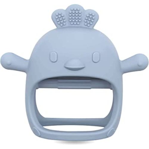 Komfy LilLove Handle Wrist Baby Food Grade Silicone Teething, BPA Free, Anti-Drop,Sustainable, Washable, and Non Toxic Silicone Baby Mitten Teether for Soothing Teething Pain Relief (Cambridge Blue)