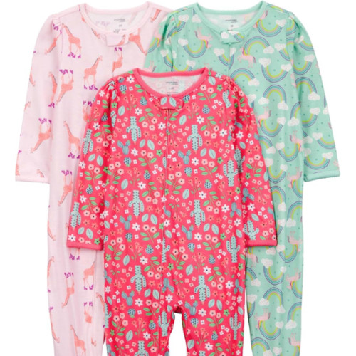 Simple Joys by Carter's baby-girls Loose-Fit Polyester Jersey Footed Pajamas