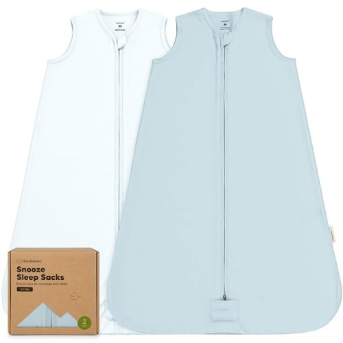 2-Pack Baby Sleep Sacks, Zipper Wearable Blanket - 100% Organic Cotton 0.5TOG, Soft Lightweight Toddler Sleeping Sack 6-12 months, Easy to Wear Newborn Swaddles Sleepsack (Glacier, M)