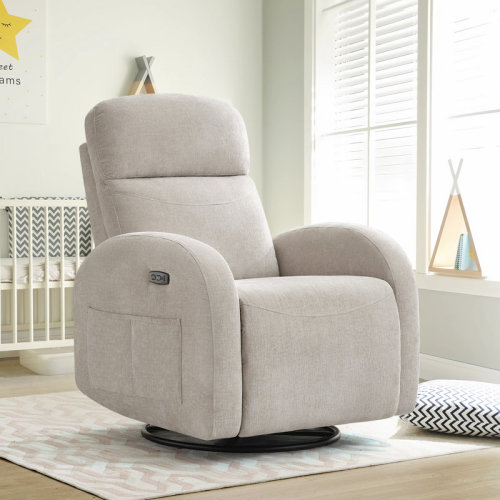 Ebern Designs Delba Fabric Swivel Rocker Power Recliner, 270° Swivel Nursery Glider Recliner with USB & Type-C Port & Reviews | Wayfair