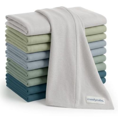 Comfy Cubs Baby Burp Cloths Set Pack of 10 - Large, 6-Layer, Ultra Absorbent Soft 100% Cotton for Infants - Multi Boy