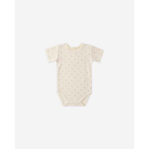 Short Sleeve Waffle Bodysuit Mauve Ditsy