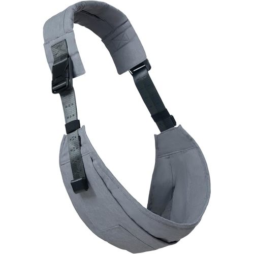 AUYEAZGO Toddler Carrier, Baby Sling Carrier - Premium Cotton, Large Seat & Back Support, with Large Pocket, One Size Fits Most, Ideal for 6-48 Months (16-44 lbs), Gray, Medium