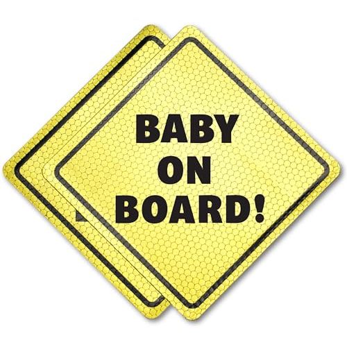 Baby On Board Signs for Cars - Reflective Magnet Sign for Bumper - 2 Pack, 5.5” by 5.5” - Magnetic Sticker Safety Signs, Accessories for Baby in Cars