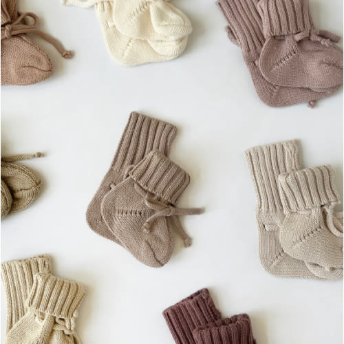 Baby Knit Booties Socks – Olive and Cradle