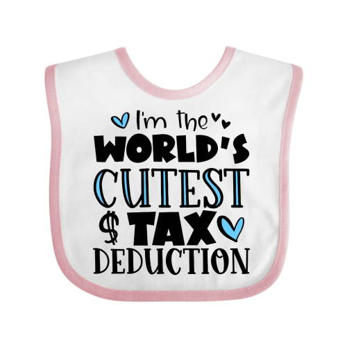 Inktastic I'm the World's Cutest Tax Deduction Blue Hearts Boys or Girls Baby Bib