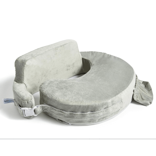 My Brest Friend Super Deluxe Nursing Pillow - Enhanced Comfort & Ergonomic Breastfeeding Pillow for Ultimate Support For Mom & Baby - Adjustable and with Handy Side Pocket, Platinum