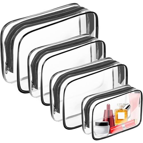 AURUZA Clear Diaper Bag,Portable Travel Toiletry Bags with Zipper, TSA Approved Clear Organizer Bags, PVC Cosmetic Pouch for Airport Airline Compliant