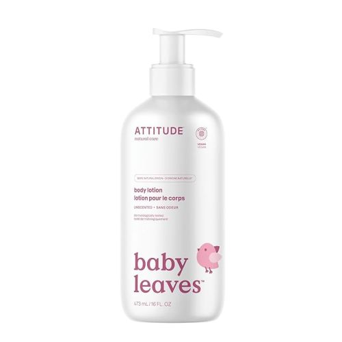 ATTITUDE Baby Lotion, EWG Verified Moisturizer, Dermatologically Tested Moisturizing Cream, Vegan and Cruelty-Free, Unscented, 16 Fl Oz