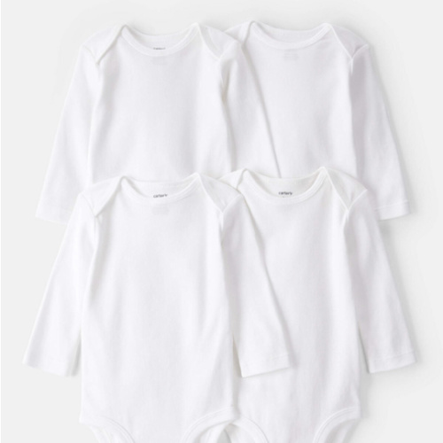 Baby 4-Pack Long-Sleeve Bodysuits - White | Carter's