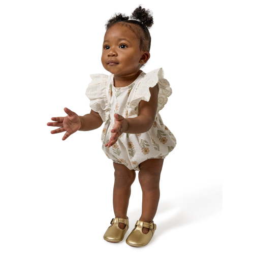Modern Moments by Gerber Baby Girl Bubble Romper with Eyelet Trim, Sizes 0/3 onths - 24 Months