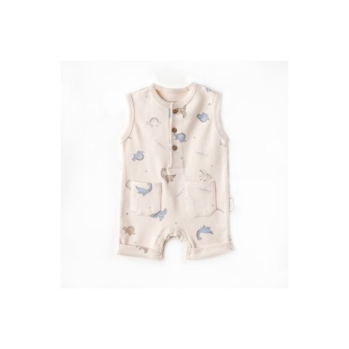 Dino Pattern Romper, 3M or 6M
