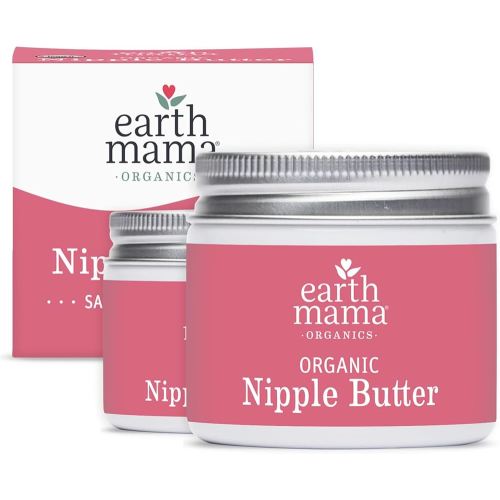 Earth Mama Organic Nipple Butter™ | Nipple Cream Safe for Breastfeeding | Postpartum Essentials for Nursing | Non Lanolin Nipple Cream, 2 fl oz (2-Pk)