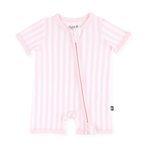 Zipper Shortall Romper- Small Sakura Stripe