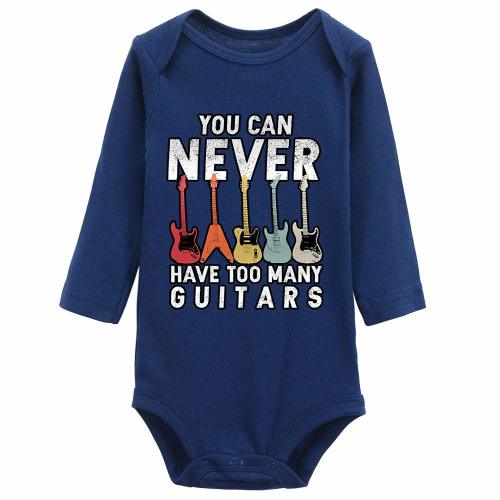 You Can Never Have Too Many Guitars Boutique Baby Bodysuit Onesie Long Sleeve Navy