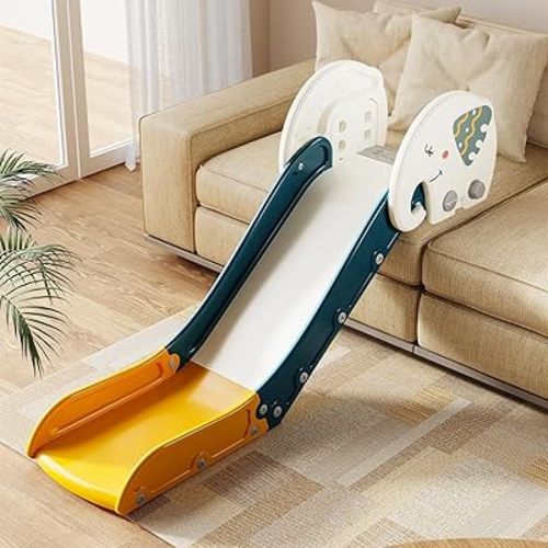 Babytronic Couch Slide for Kids – Adjustable Height Indoor Slide with Non-Slip Base for Toddlers, Plastic Slide for Sofas, Beds, and Stairs,Toddlers Indoor Sofa Playset (White&Gray)