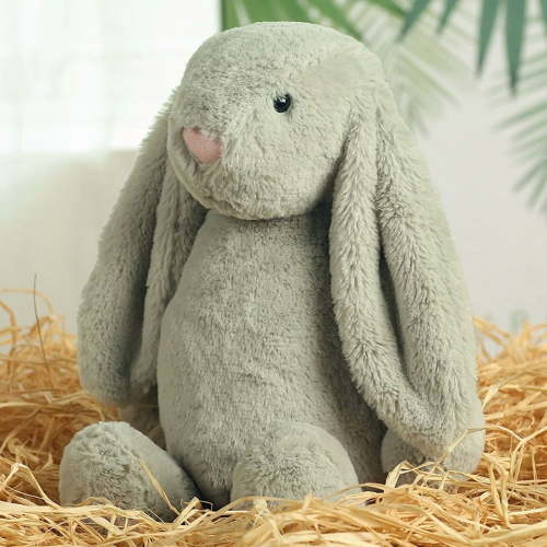 Aximioll 9.8 in Sage Green Shaggy Bunny Plush, Slouchy Solid Color Stuffed Animal Toy, Fuzzy Boho Nursery Decor, Soft Sensory Christmas Stocking Stuffer Gift for Kids Baby