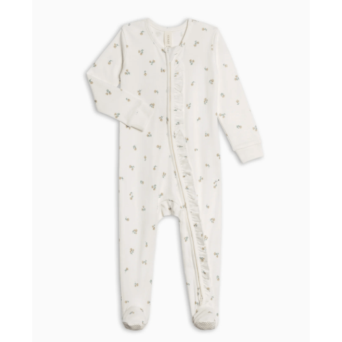 Neve Ruffle Zipper Footed Romper