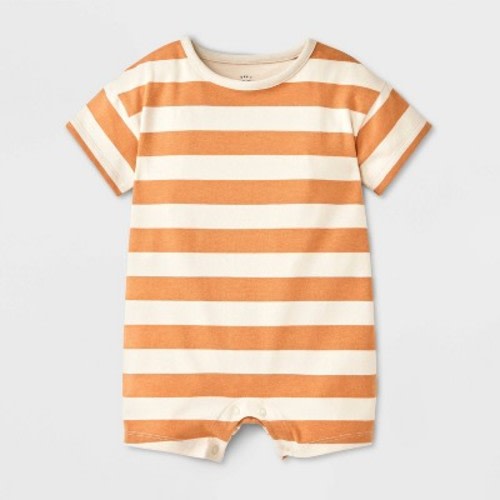 Baby Boys' Striped Short Sleeve Romper - Cat & Jack™ Tan Newborn