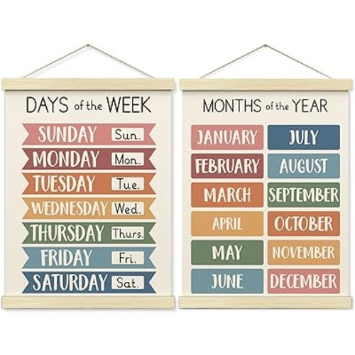 BONETAT Nursery Color Days of the Week Poster for Kids,Educational Toddler Learning Posters for Playroom Wall Art,Preschool Shapes Colors Chart for Classroom & Homeschool - A06
