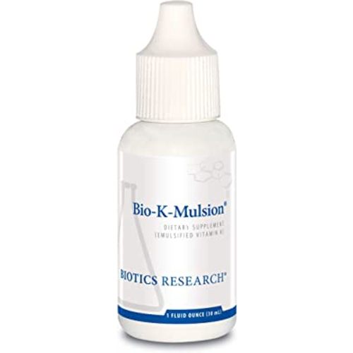 BIOTICS Research Bio K Mulsion Strong Bones, Heart Health, Blood Clotting Support, Liquid Vitamin K, K1 phytonadione, 500 mcg