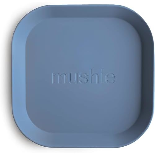 mushie Square Dinnerware Plates for Kids | Made in Denmark, Set of 2 (Twilight Blue)
