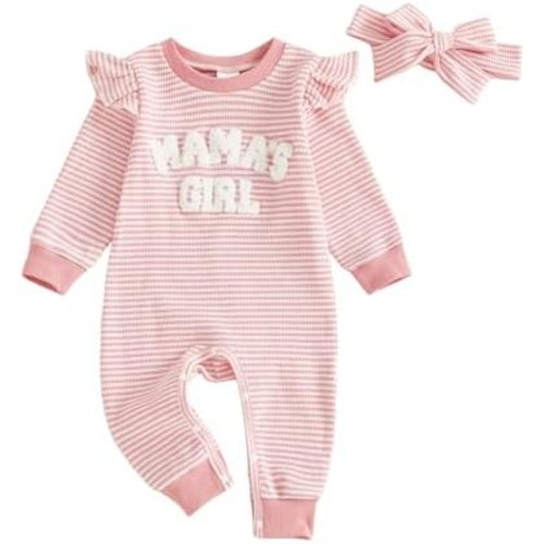 Newborn Baby Girls Romper Outfits Daddy's Girl Embroidery Striped Ruffle Jumpsuit Bodysuit Fall Winter Clothes