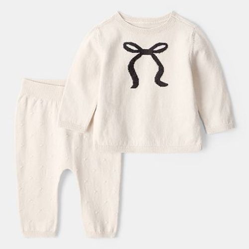 Baby Girl Carter's Bow Cotton Long Sleeve Tee & Pant Set