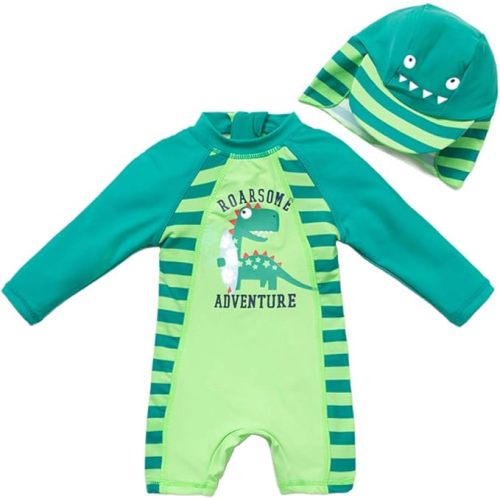 upandfast Baby/Toddler Swimsuit UPF 50+ Sun Protection One Piece Zipper Bathing Suit with Sun Hat Infant Beach Swimwear