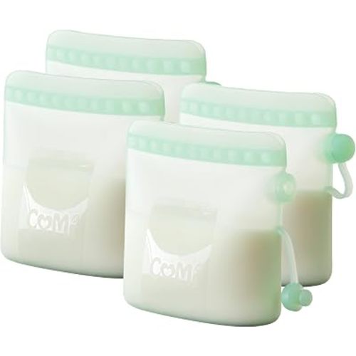 COMI Silicone Breast Milk Storage Bags Reusable, 9oz, BPA Free, 4Green