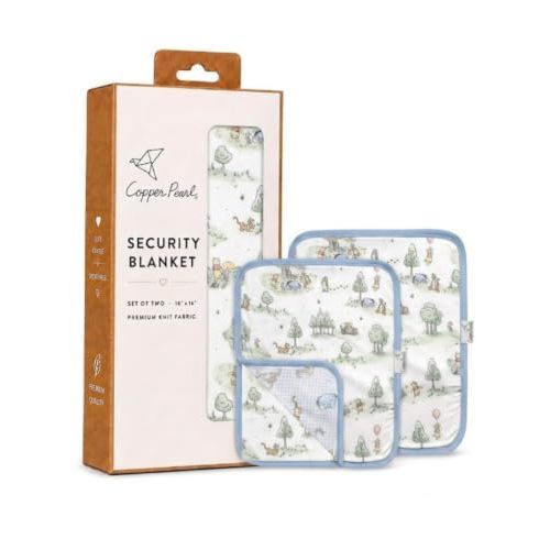 Copper Pearl 3-Layer Knit Security Blanket Set Sized 16" x 16" 2-Pack Hundred Acre Wood