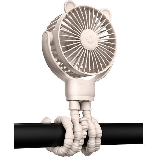 Baby Stroller Fan, Rechargeable Portable Fan with 2000 mAh Battery Operated,3 Wind Speed,360-Degree Rotation,Ultra-Low Noise Level,Safe mini fan for your baby