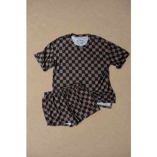 Checker Women's Oversized Bamboo Short Set by Ellie Sue