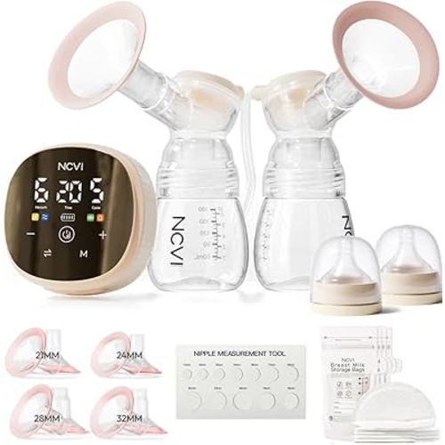 NCVI Electric Breast Pump 8116, Customizable Suction, Speed & Mode, 4400mAh Rechargeable Hospital-Grade Portable Pump with LED Display & Night Light, Quiet & Comfortable for Efficient Breastfeeding