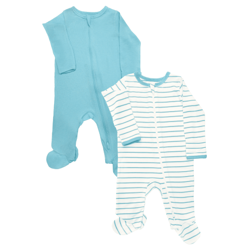Wonder So Soft Modal by Wonder Nation Baby Unisex Two-Way Zipper Footed Sleep N Play Pajamas, 2-Pack, Sizes Preemie-6/9 Months