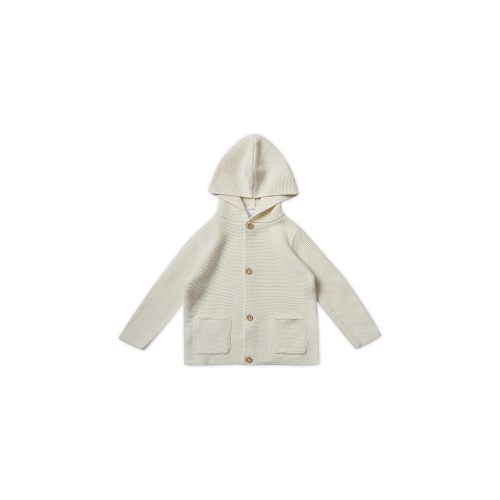 Stellou & friends 100% Cotton Hood Unisex Cardigan for Babies and Children Ages 0-6 Years White