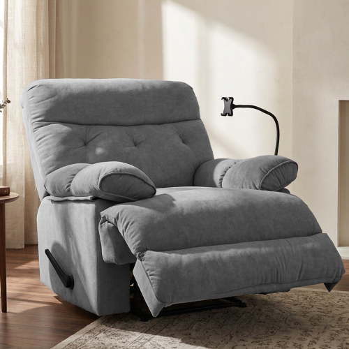 Oversized Big & Tall Recliner Chair with Phone Holder, Heavy Duty 400 lbs, Gray