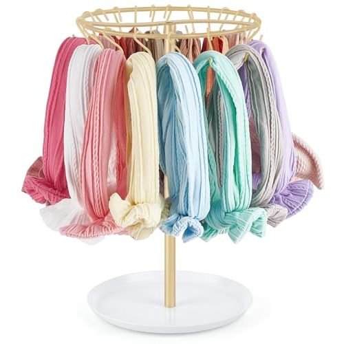 Dahey Headband Holder Hair Bow Organizer for girls Metal Baby Headband Storage with 30 Hooks Modern Hair Accessories Organizer Bow Rack Storage Stand Display for Girls Baby Room Decor