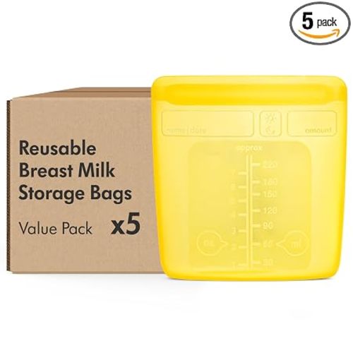 Medela Reusable Silicone Breast Milk Storage Bags with Double-Seal Design, BPA Free, One-Piece, Fridge and Freezer Storable, 220 ml, 500 Uses