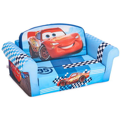 Open Box Marshmallow Furniture Kids 2-in-1 Flip Open Foam Couch Sofa Bed, Cars