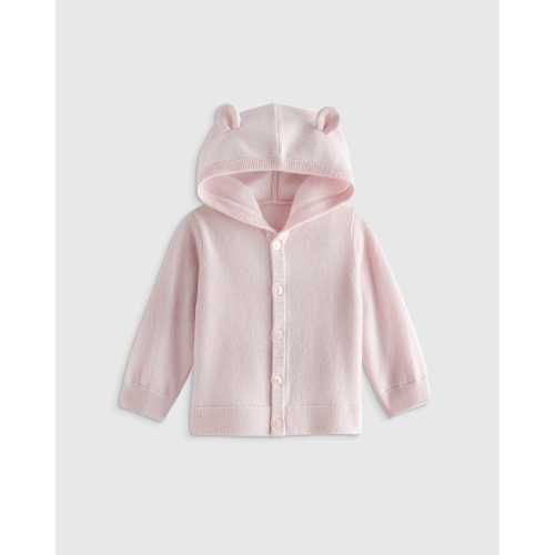 Washable Cashmere Hooded Cardigan in Minimal Pink